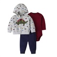Primavera y otoo moda beb chaqueta con capucha de manga larga pantalones de mameluco traje de tres piezaspicture80