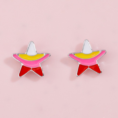 Fashionable red star shape cute stud earrings wholesale's discount tags