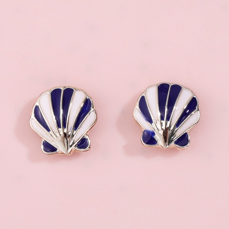Boucles d'oreilles pour femmes en forme de coquillage bleu et blanc en gros's discount tags