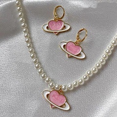 Heart-shaped clavicle chain necklace simple earrings set wholesale