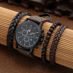 retro contrast color geometric leather band Men's suit bracelet fashion watch
