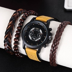 Men's Set Watch Bracelet Fashion Round Pointer Date Quartz Watch