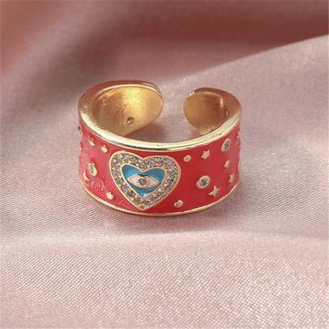 retro style red drop oil heart ring devil eye copper ring's discount tags