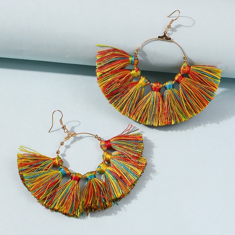Exaggerated Color Tassel Ethnic Style Earrings Wholesale  NHMD533906's discount tags