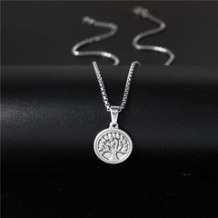 Titanium Steel Retro Tree of Life Necklace Pendant Female Pearl Chain