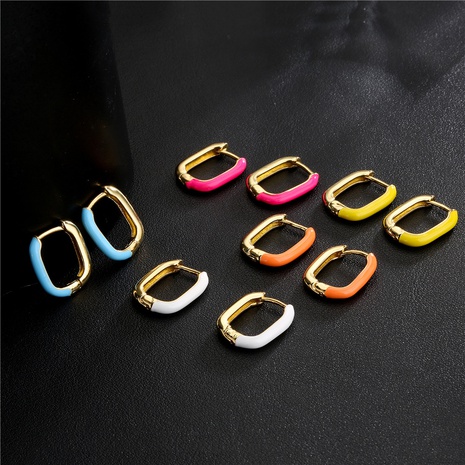 Mode Atmosphäre Farbe tropfende quadratische verkupferte goldene Ohrringe's discount tags