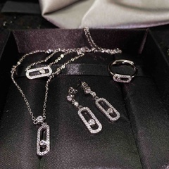 full diamond earrings new trendy geometric necklace open ring pendant