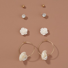 Korean white imitation pearl petal earrings