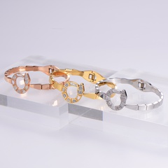 fashion white mother shell diamond snake stainless steel bracelet