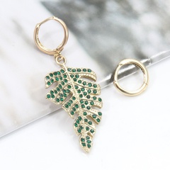 retro leaf new cross-border rhinestone-studded geometric fashion leaf earrings
