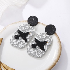 frosted three-dimensional magpie fun printing earrings creative animal embossed earrings
