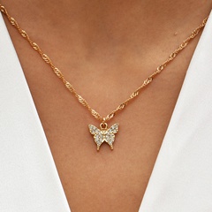 korean personality sweet butterfly alloy diamond clavicle chain
