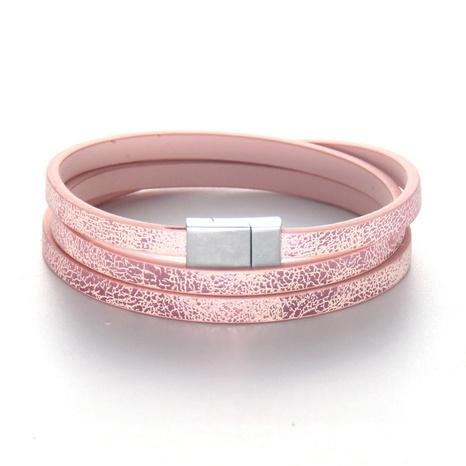 Nouveau bracelet en cuir PU multicouche bracelet à boucle magnétique bijoux de modèle de couleur unie's discount tags