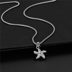 retro jewelry punk rock five-pointed star men's pendant titanium steel star necklace