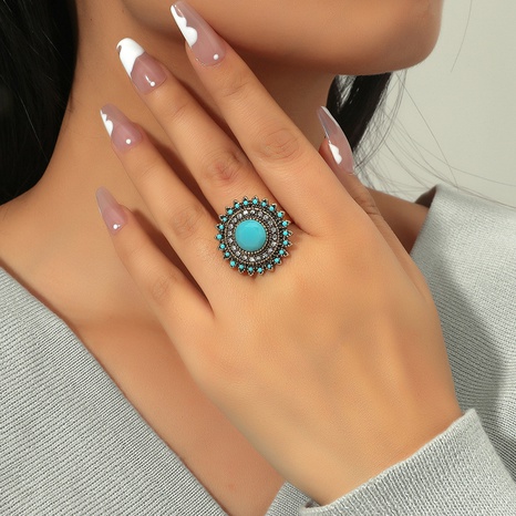 Mode glänzender offener Ring diamantblauer heißer Sonnenblumenring's discount tags