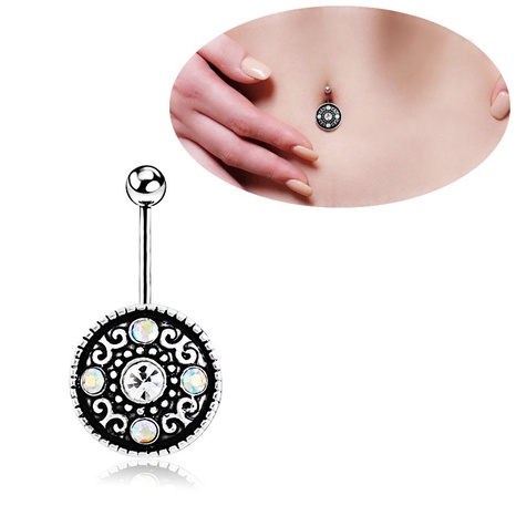 fashion personality rhinestone belly button ring round belly button nail piercing jewelry NHLLU532379's discount tags
