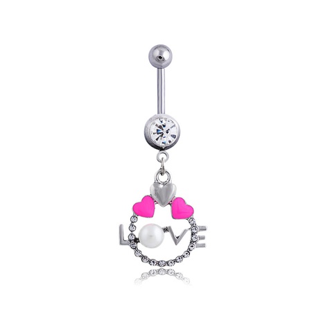 Fashion Sexy Piercing Crystal Diamond LOVE Pendant Navel Nail Navel Ring  NHLLU532367's discount tags