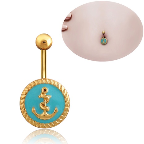 piercing jewelry blue drip oil anchor belly button ring belly button nail NHLLU532398's discount tags