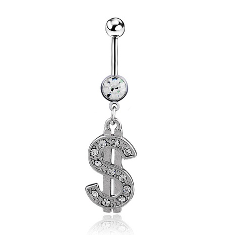 fashion hpiercing jewelry diamond dollar sign belly button ring belly button nail wholesale NHLLU532382's discount tags