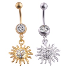 European and American belly button nail full diamond belly button ring