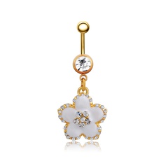 drip oil petals diamond-studded belly button nail belly button ring piercing jewelry