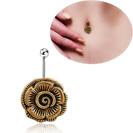 piercing jewelry retro fashion flower belly button ring belly button nail wholesale NHLLU532442's discount tags