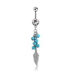 DIY Feather Turquoise Belly Button Ring Navel Nail
