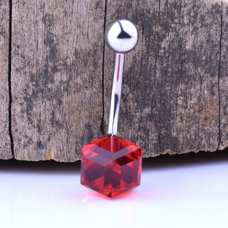 European and American piercing jewelry large square zircon navel ring navel button NHLLU532475's discount tags