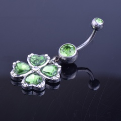 Europe and America four-leaf clover zircon belly button ring wholesale