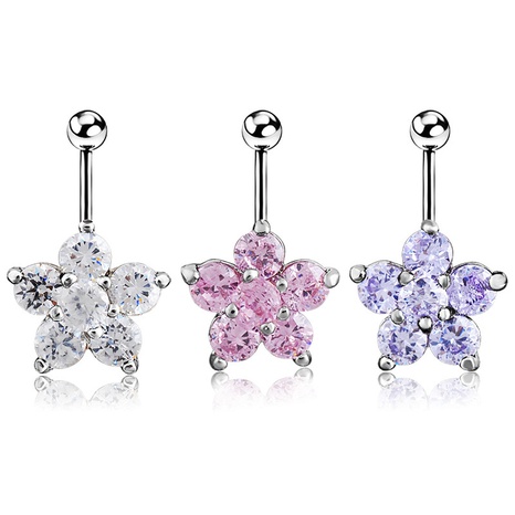 piercing jewelry zircon plum blossom belly button ring fashion belly button nail  NHLLU532476's discount tags
