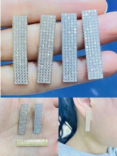 fashion copper square full zircon earrings jewelry accessories
