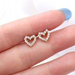romantic sweet dating zircon love exquisite small copper earrings
