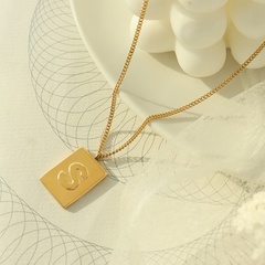 tide titanium steel clavicle chain S letter square brand pendant necklace