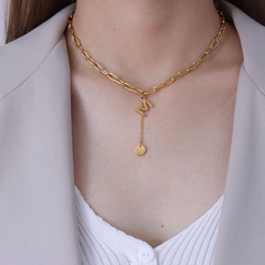 fashion M letter English tassel chain round brand titanium steel necklace