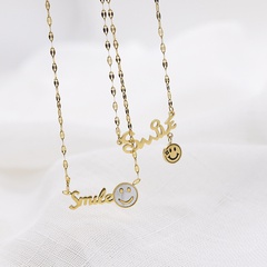 fashion English alphabet smiley face pendant necklace titanium steel jewelry