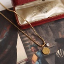 Se Perlenkette mit runder Karte Diamant Schlsselbeinkette Titanstahl Halskettepicture9