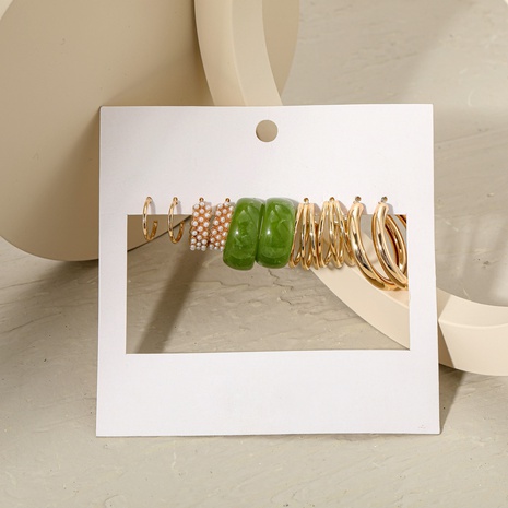 ensemble de boucles d'oreilles 5 paires de boucles d'oreilles créatives en perles d'alliage acrylique simples's discount tags