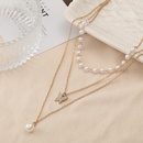 Moda creativa retro simple perla diamante mariposa colgante collar de tres capaspicture7