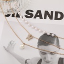 Moda creativa retro simple perla diamante mariposa colgante collar de tres capaspicture9