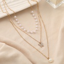 Moda creativa retro simple perla diamante mariposa colgante collar de tres capaspicture10