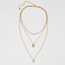 Moda creativa retro simple perla diamante mariposa colgante collar de tres capaspicture11
