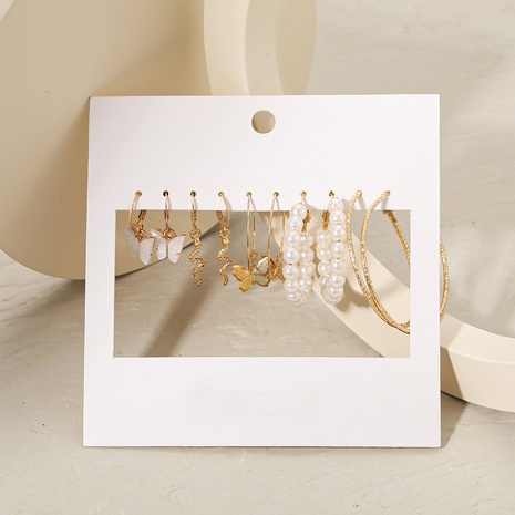 new pearl zircon geometric jewelry wholesale earrings set NHTX532851's discount tags