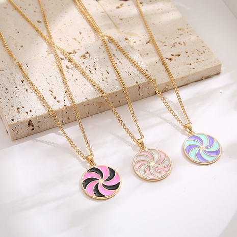 Fashion color dripping oil color matching windmill pendant alloy necklace's discount tags