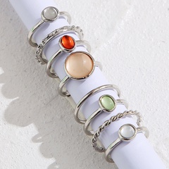 female Creative crystal color niche dating Eight Piece Set Ring
