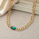 European and American stitching chain clavicle chain necklace Cuban chain green diamond alloy necklacepicture7