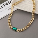 European and American stitching chain clavicle chain necklace Cuban chain green diamond alloy necklacepicture8
