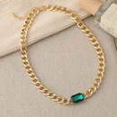 European and American stitching chain clavicle chain necklace Cuban chain green diamond alloy necklacepicture9