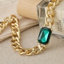 European and American stitching chain clavicle chain necklace Cuban chain green diamond alloy necklacepicture10