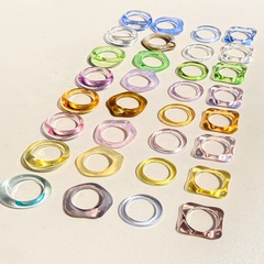 Personalidad creativa resina transparente anillo geométrico moda todo-fósforo resina color 32 anillos