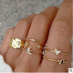fashion diamond butterfly star moon joint ring set 6 piece set
